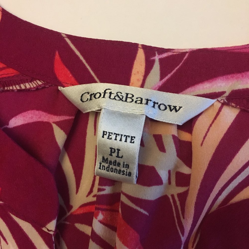 Croft & Barrow Fuchsia Palm Button Up Blouse - image 2